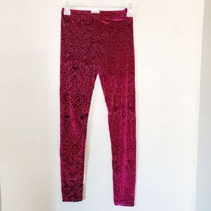 Maroon Crushed Velvet Leggings